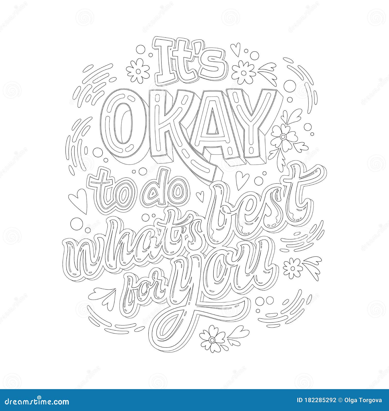 Stop depression typography coloring page for adults its okay to do whats best for you