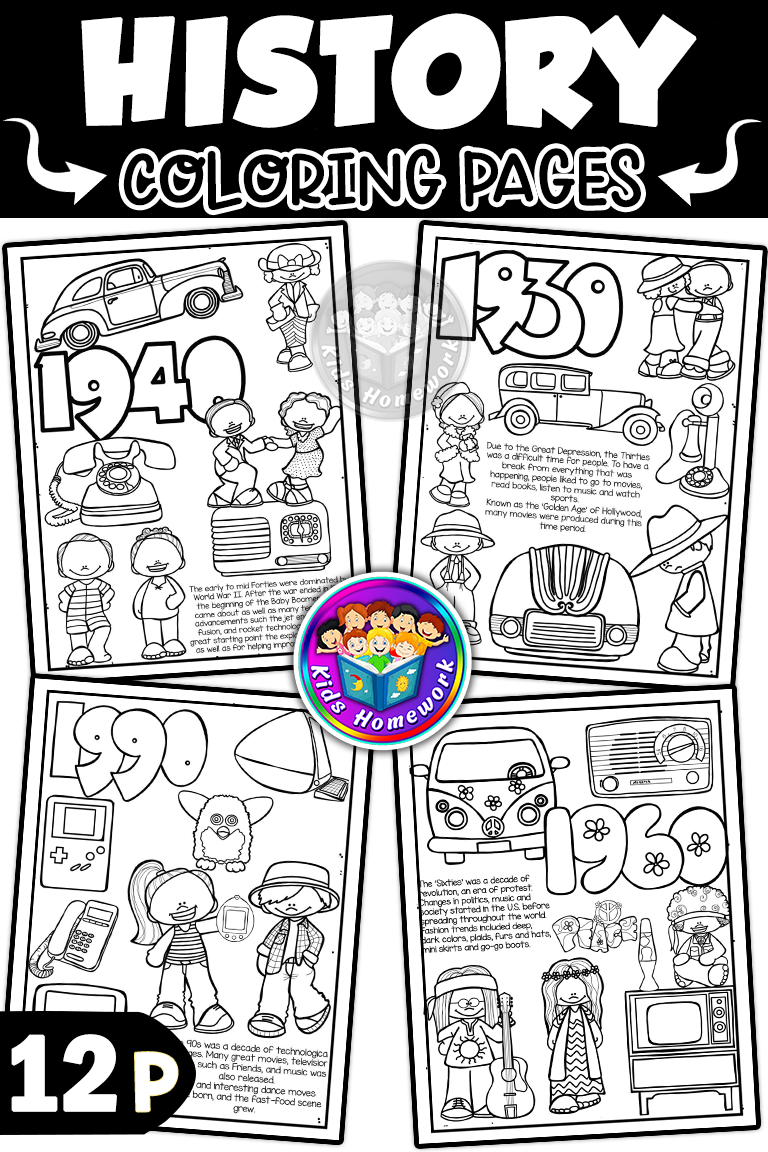 American decades history coloring pages i american history coloring sheets teaching resources