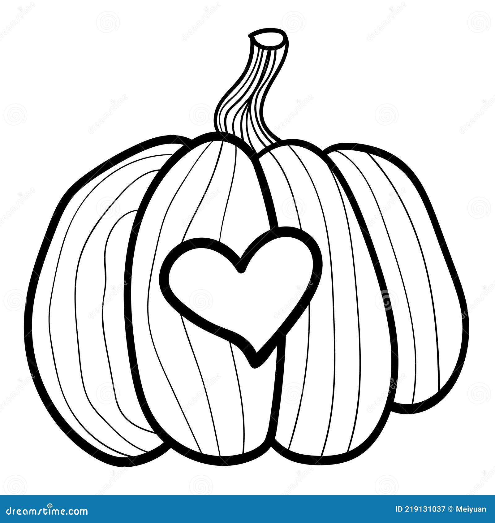Big pumpkin with a luminous heart coloring page adult and kids accessory for fort season is winter or fall warmth and stock vector