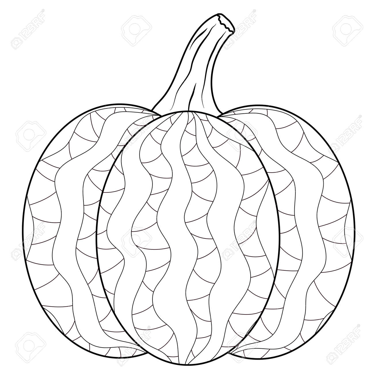 Big sweet pumpkin with ornamental mosaic outlined coloring book page in autumn mood nice geometric doodle vegetable for children drawing royalty free svg cliparts vectors and stock illustration image