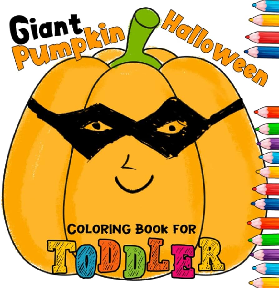 Giant pumpkin halloween coloring book for toddler funny simple pumpkin designs to color for ages