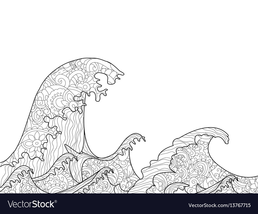 Great wave off kanagawa coloring book royalty free vector