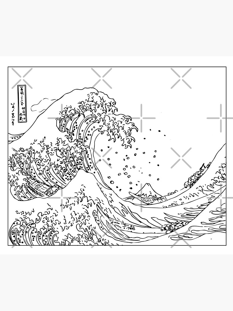 Great wave outline black and white poster for sale by glowinup shop