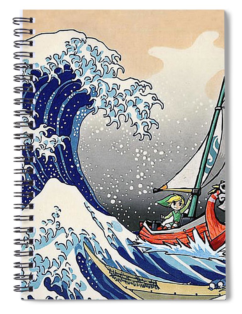 The great wave off kanagawa link zelda poster scaled spiral notebook by thomas archer