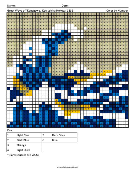 Great wave off kanagawa coloring page