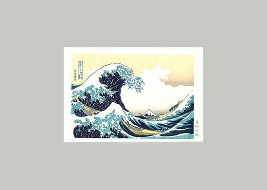 Woodblock print the great wave off kanagawa by hokusai mini size p