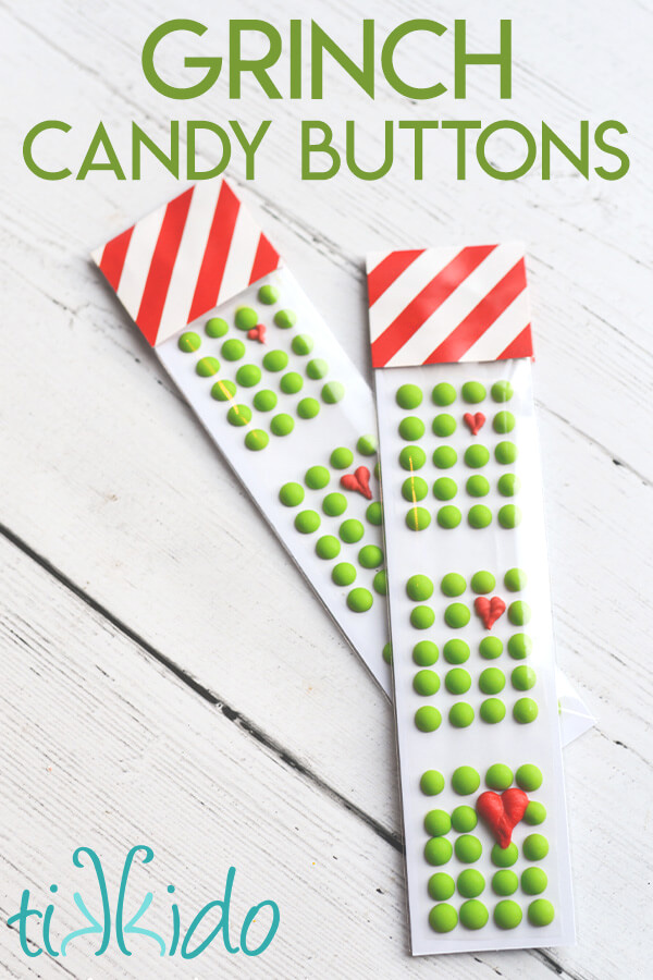 Grinch candy buttons for christmas