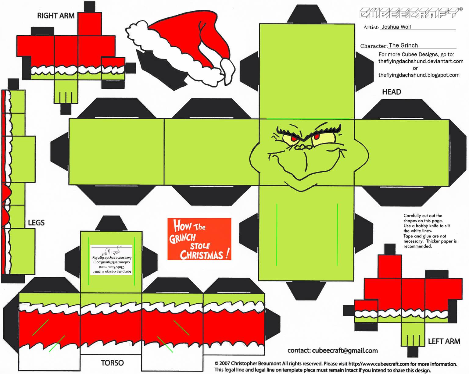 Grinch papercraft toy free printable papercraft templates