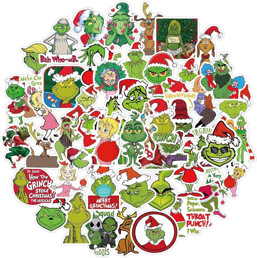 The grinch stickers for laptop and puterã pcsãanimated cartoon waterproof vinyl stickers for water bottle car bumper luggagecute graffiti decals for teens girls boys adults the grinch electronics