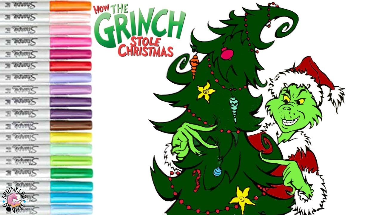Coloring how the grinch stole christmas coloring book page whoville sprinkled donuts