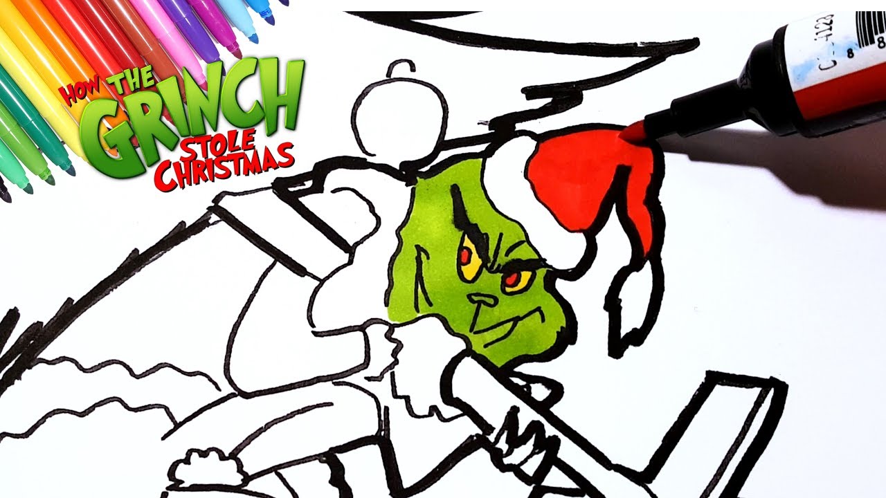 How the grinch stole christas coloring pages how to draw the grinch coloring videos