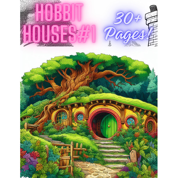 Coloring book hobbit housescoloring pages hobbit houseseas