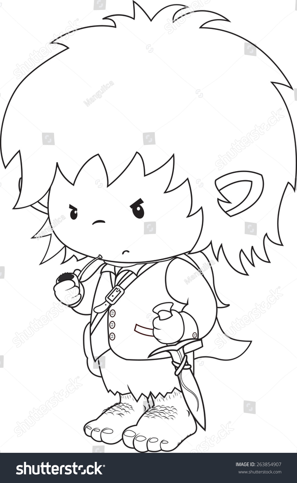 Hobbit imaginary character coloring book illustration stock vector royalty free