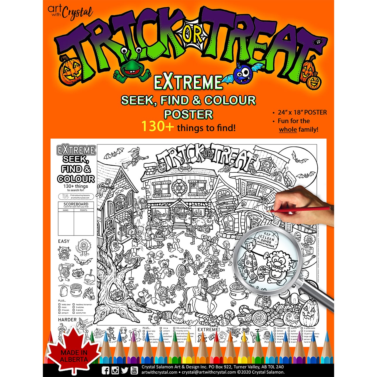 Halloween poster colouring game extreme seek find colour