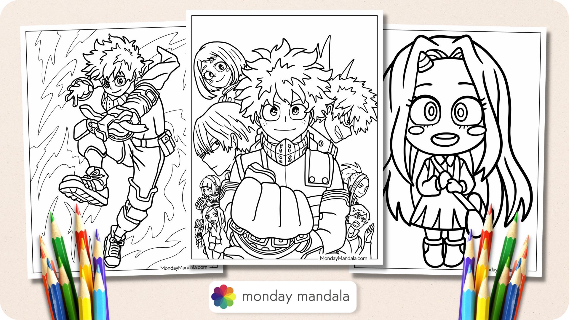 My hero academia coloring pages free pdf printables