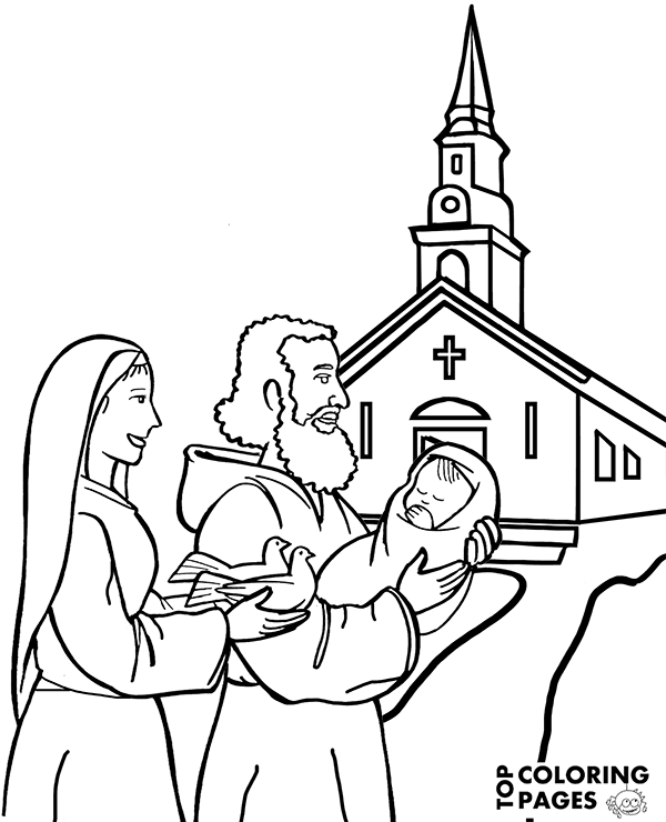 Printable coloring page child baptism