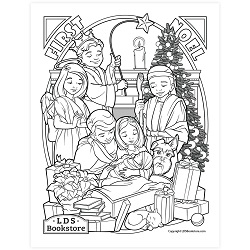 The holy family nativity coloring page