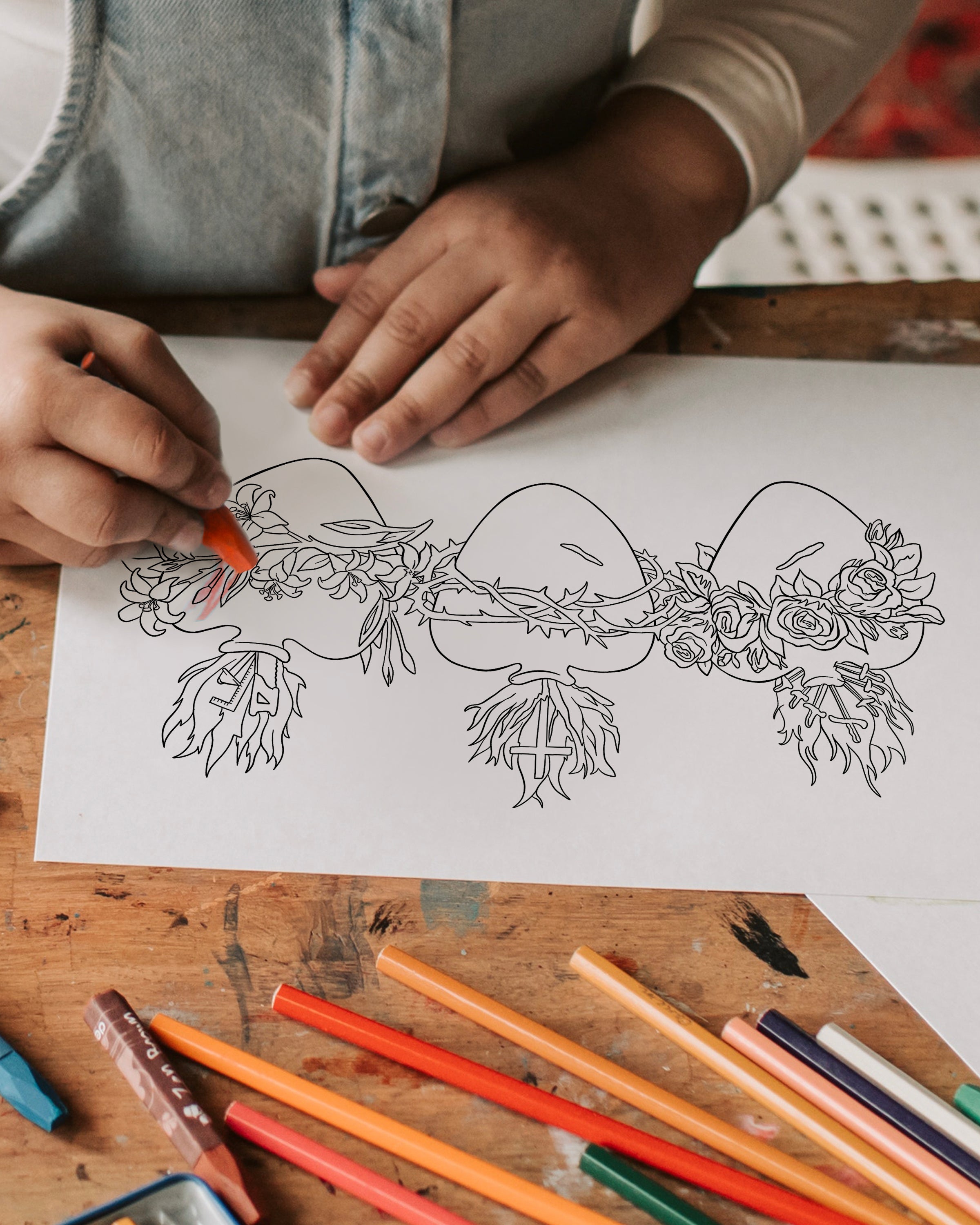 Hearts of the holy family coloring page digital download â leanne bowen