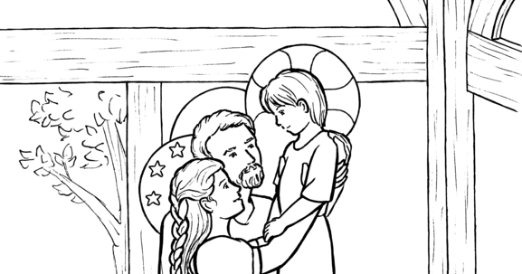 Snowflake clockwork holy family coloring page december pages and with that its done