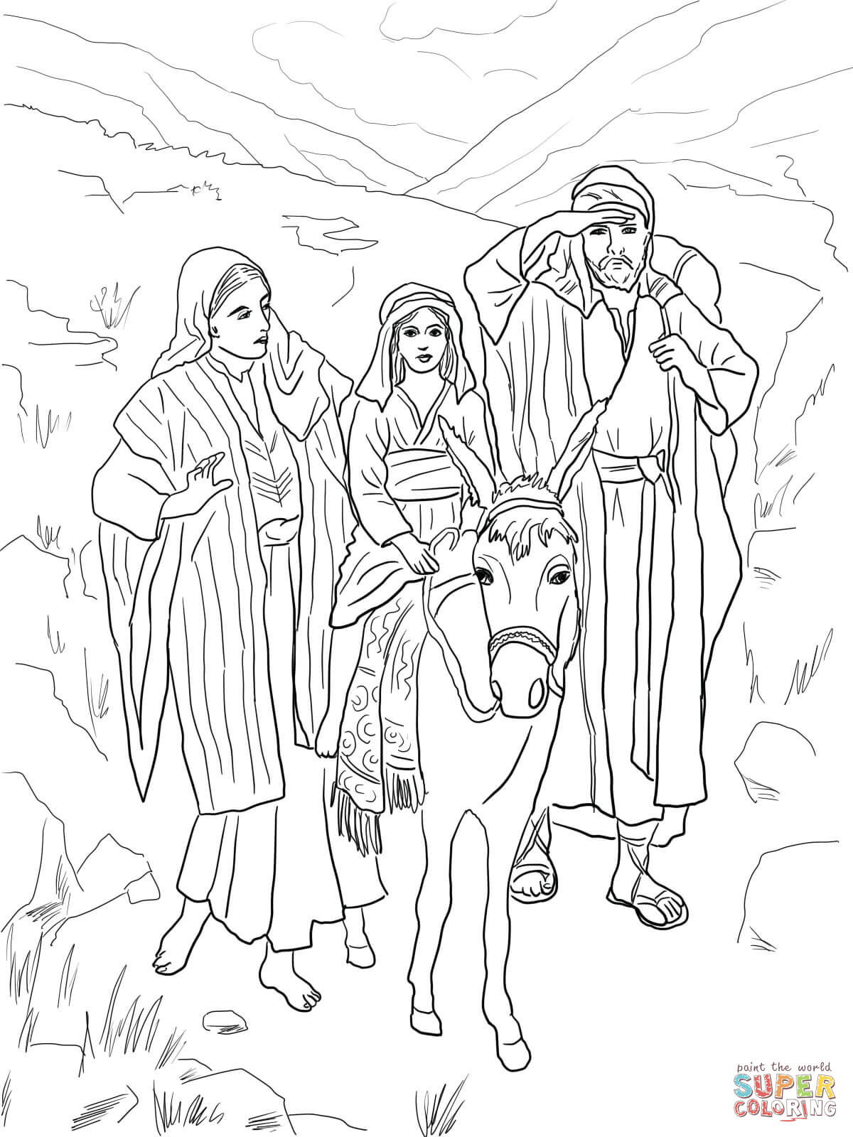 Holy family returns to nazareth from egypt coloring page free printable coloring pages