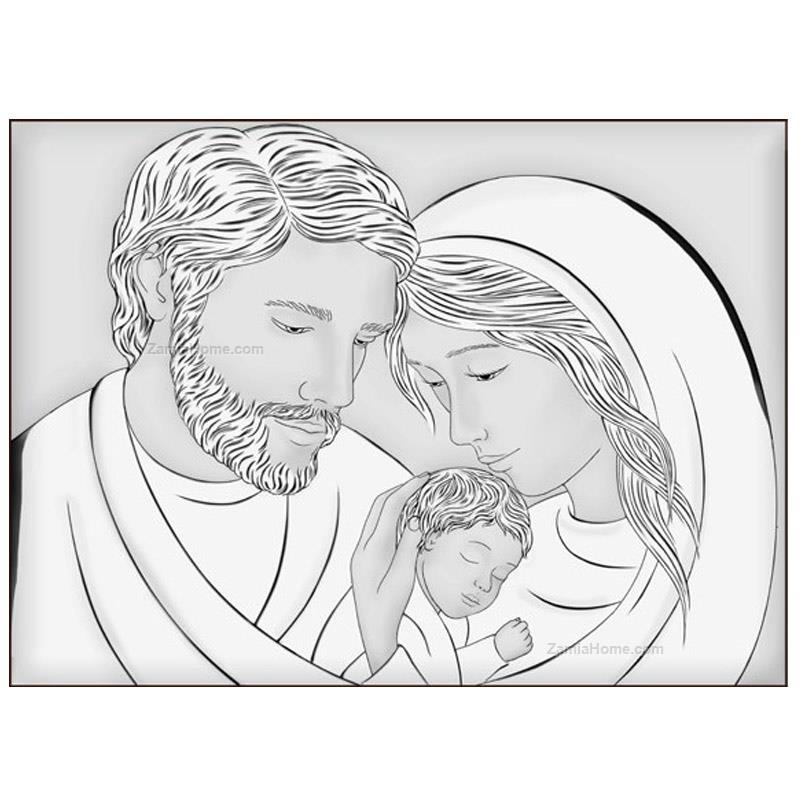 Holy family icon cado cm x silver plate ca sacred items