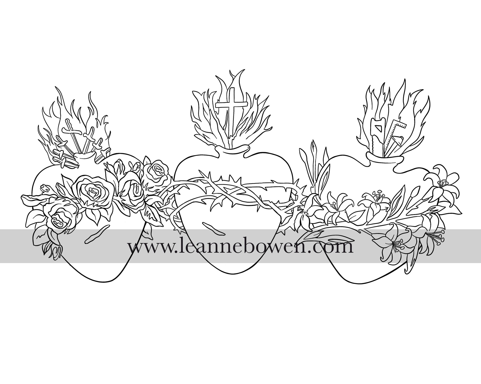 Hearts of the holy family coloring page digital download â leanne bowen