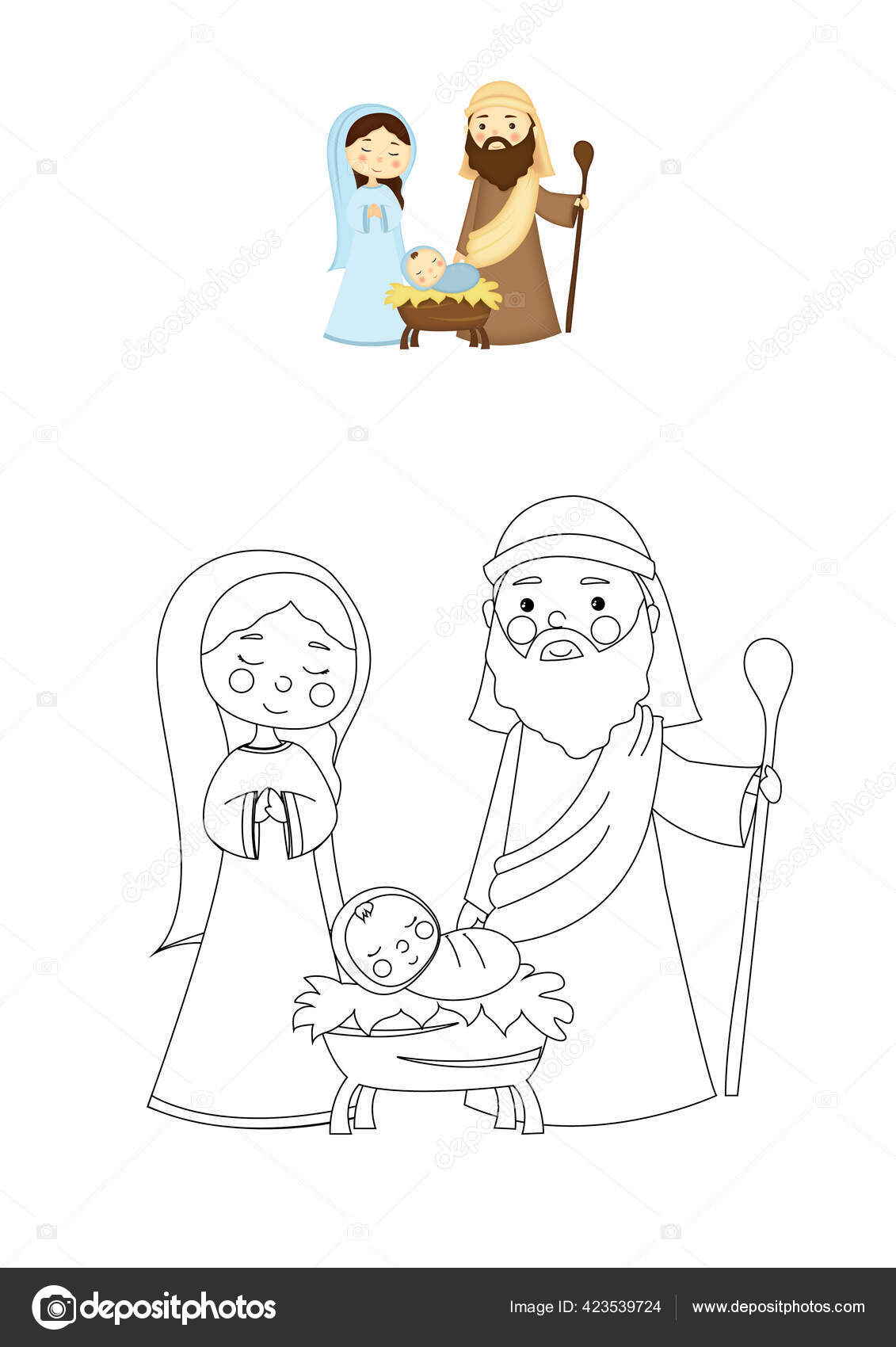 Jesus family coloring page children stock illustration by bennuccia