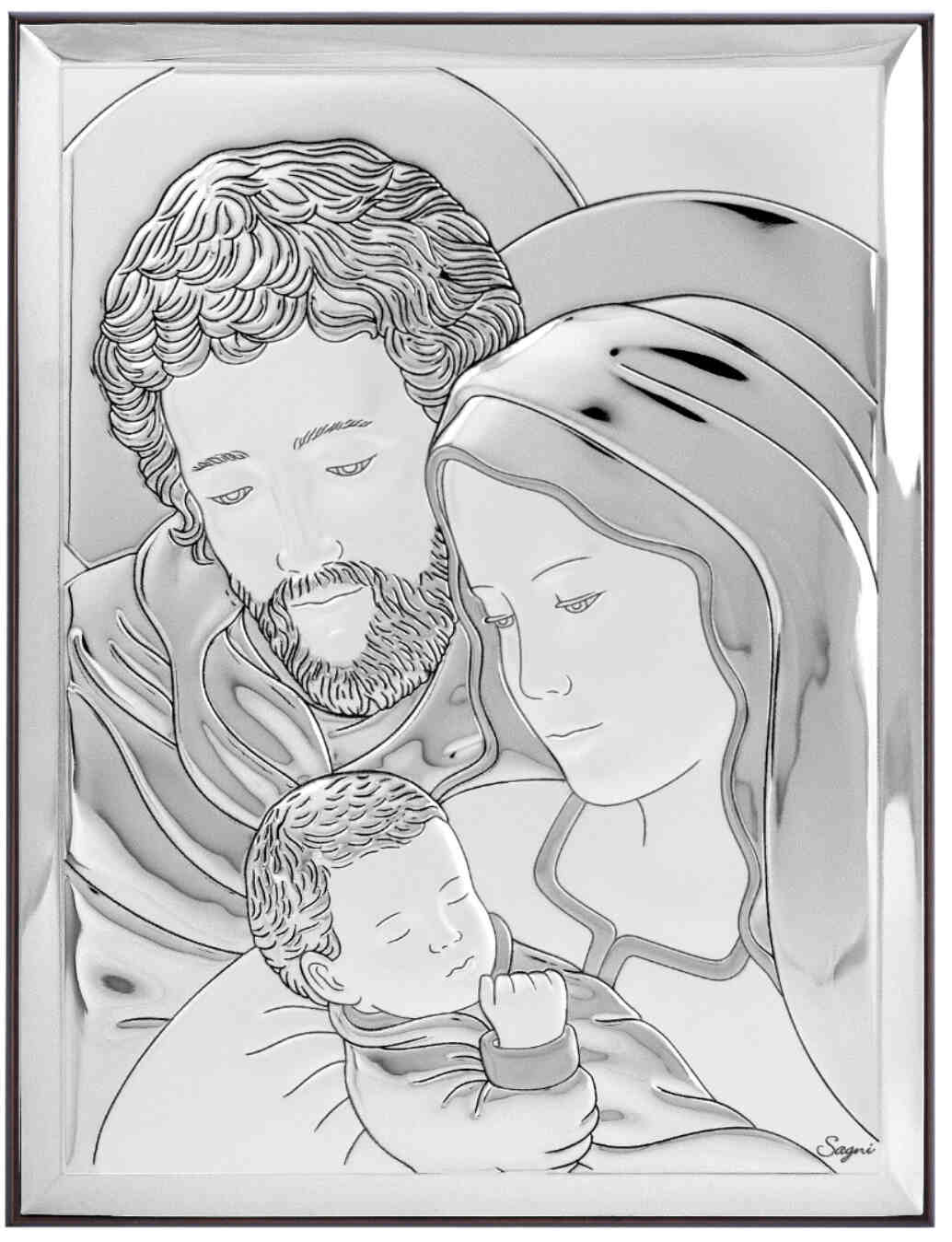 Large holy family with baby jesus christ silver icon â bethlehem handicrafts