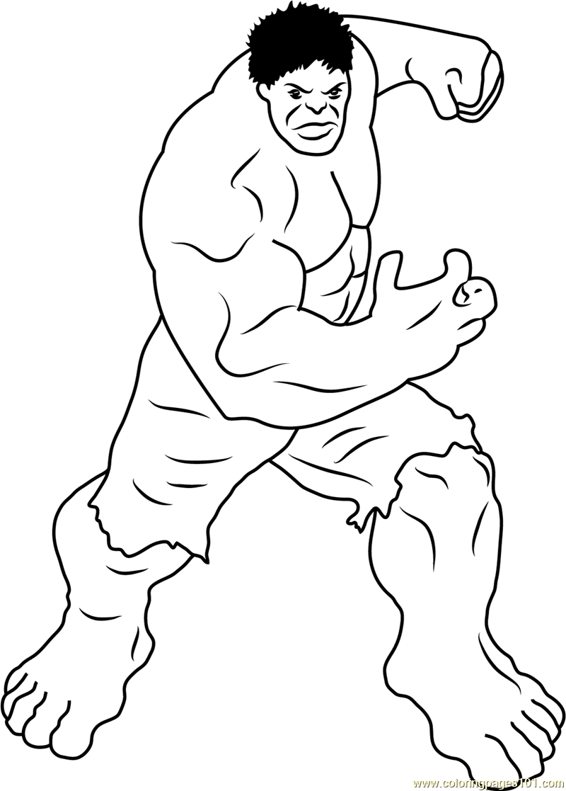 Incredible hulk coloring page for kids