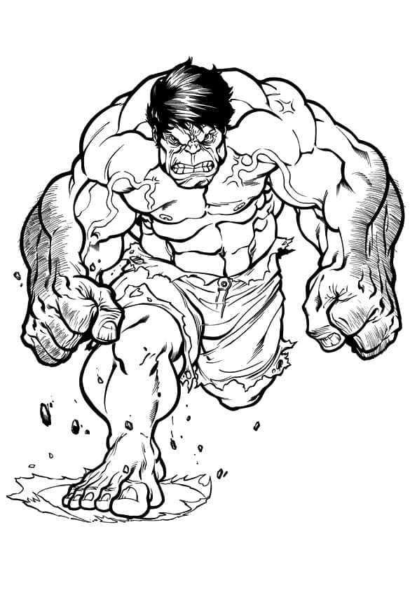 Running hulk coloring page