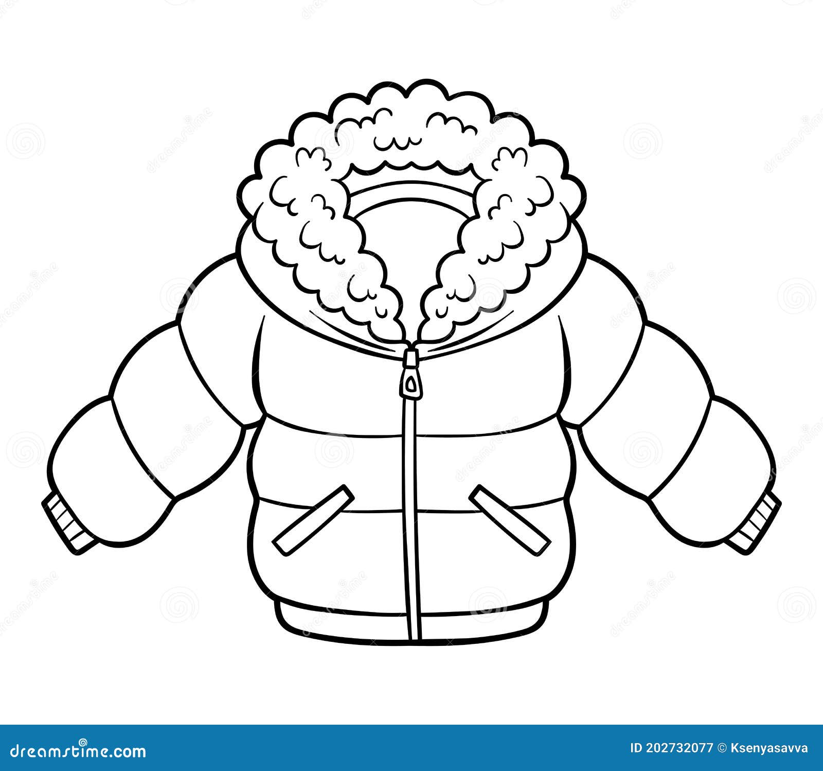 Coloring book for kids down jacket stock vector