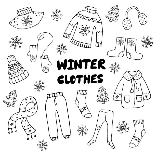 Winter coat drawing stock illustrations royalty
