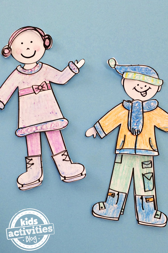 Design your own winter paper doll set kids printable kids activities blog