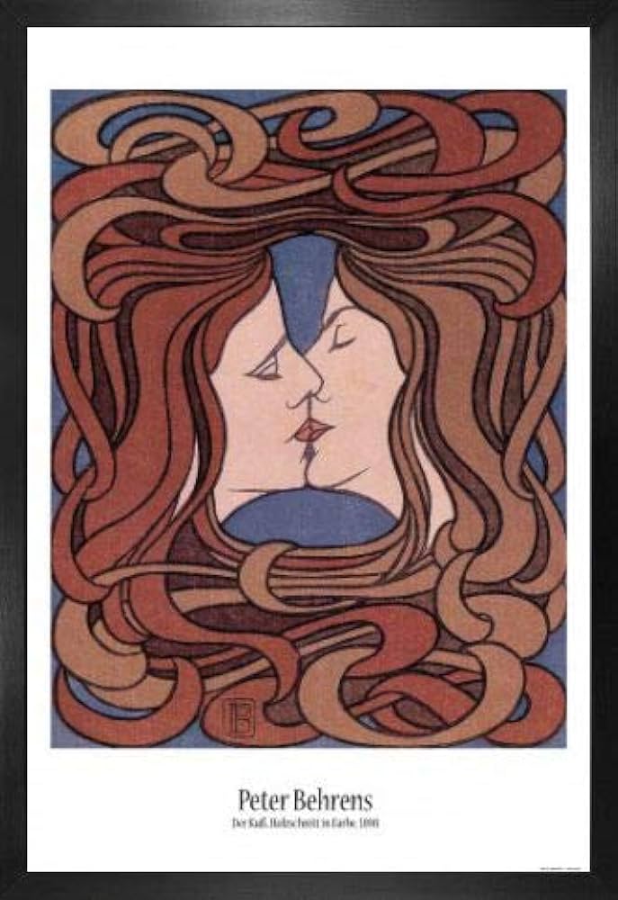 Art peter behrens poster with mdf frame the kiss x cm home kitchen