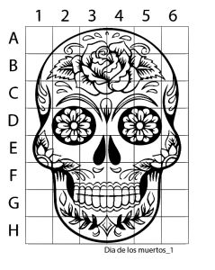 Grid drawing dia de los muertos skull drawing knight art skulls drawing
