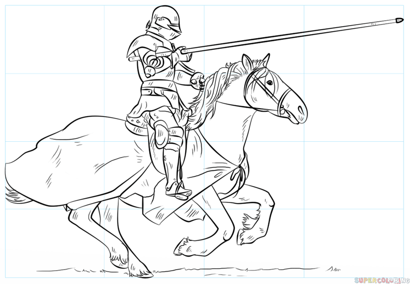 How to draw a knight on horse step by step drawing tutorials