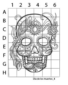 Grid drawing dia de los muertos knight art high art high school art