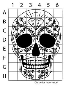 Grid drawing dia de los muertos knight art skull art art