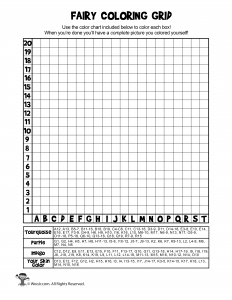 Mystery picture grid coloring pages