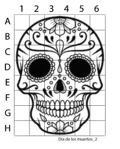 Grid drawing dia de los muertos knight art high school art art design
