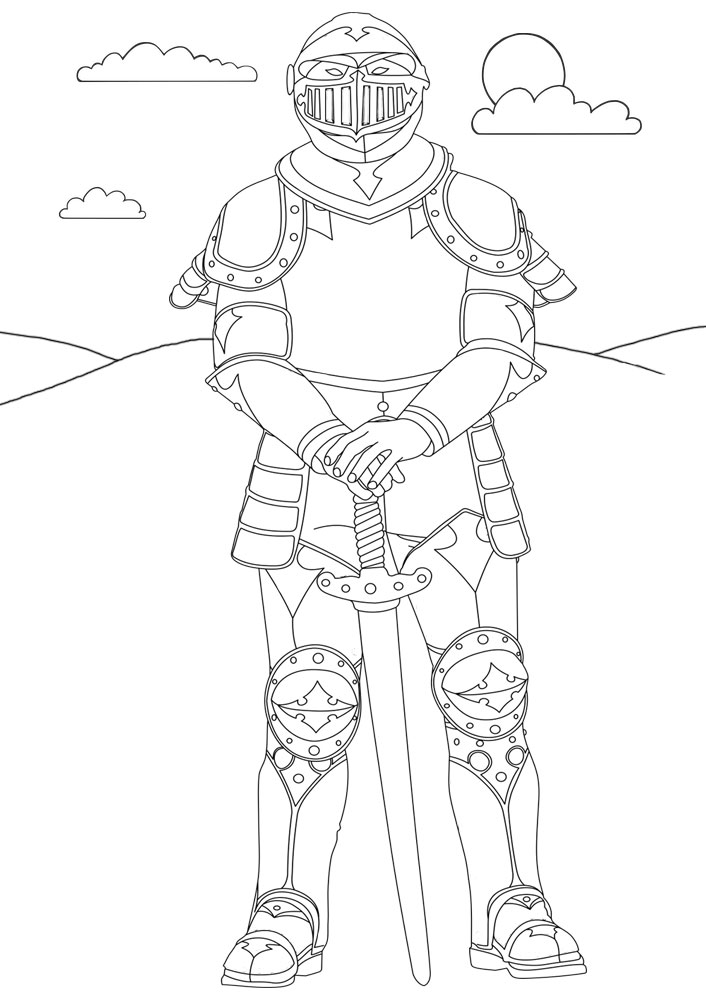 Knight louring page rooftop post printables