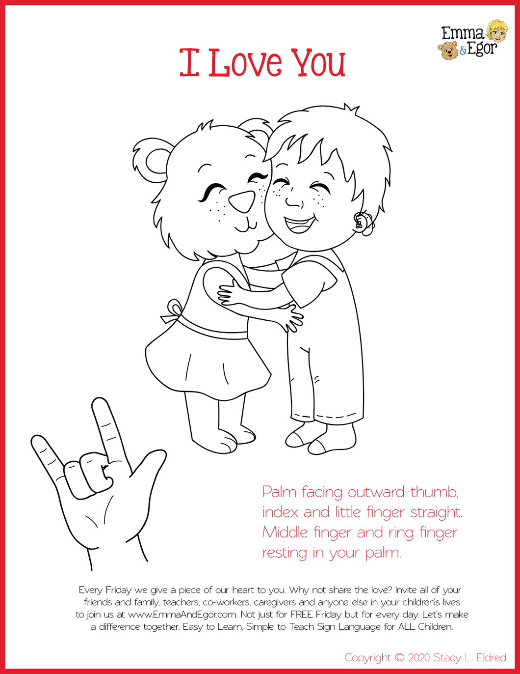 I love you man sign language coloring pagesemma and egor â emma egor