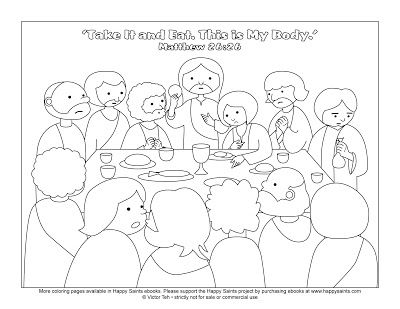 Happy saints free coloring page of the last supper coloring pages sunday school crafts coloring pages inspirational