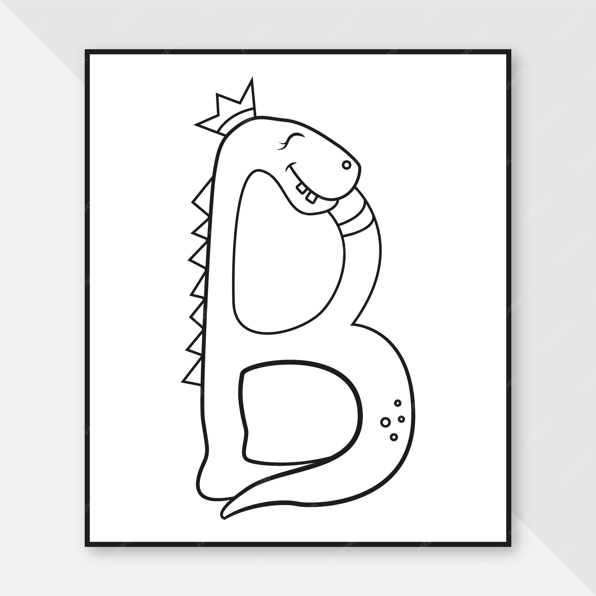 Premium vector monster alphabet coloring page letter b