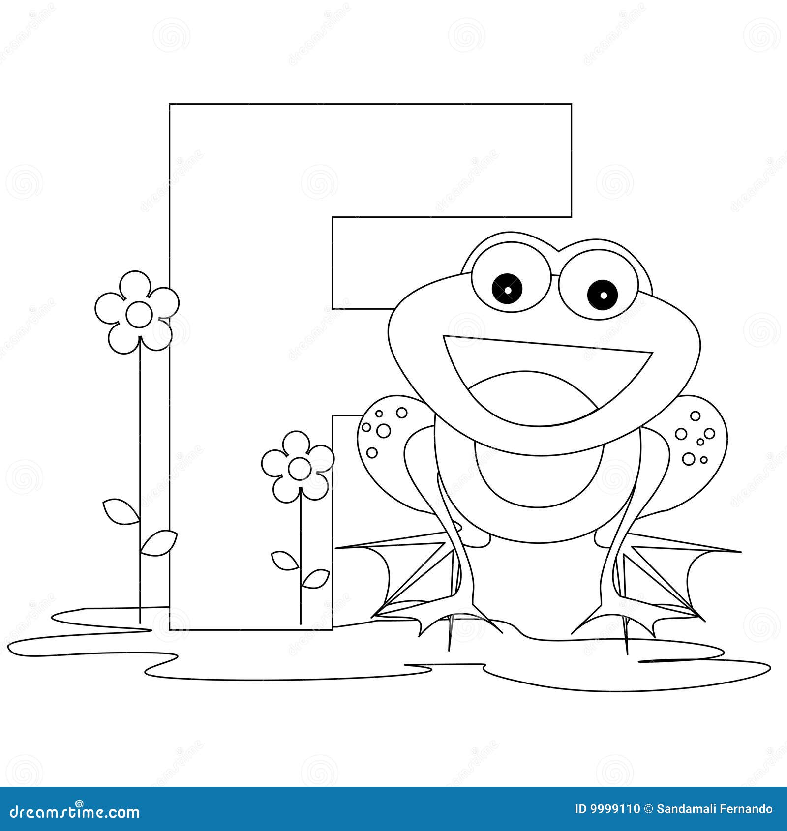 Animal alphabet f coloring page stock vector