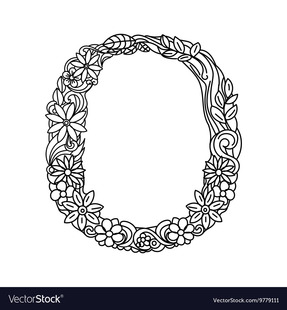 Letter o coloring book for adults royalty free vector image