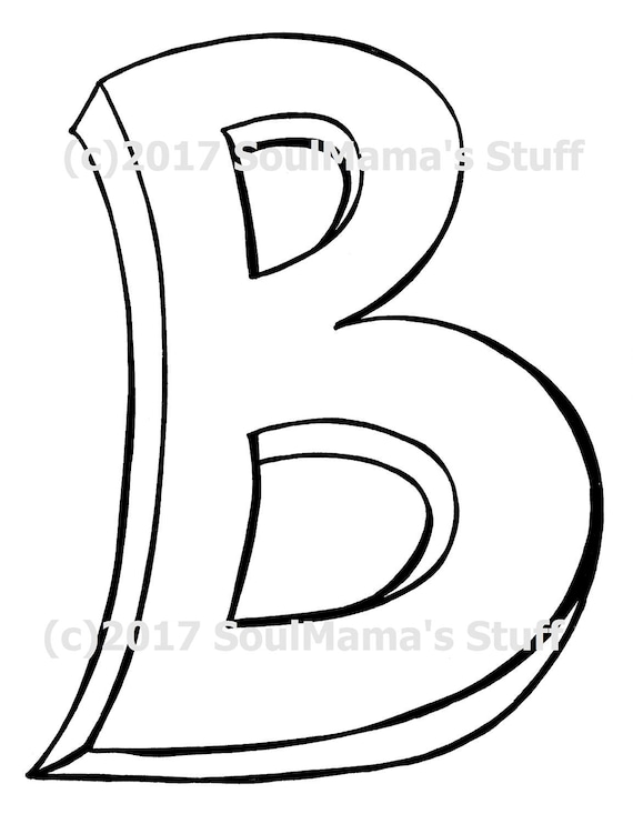Blank capital letter b coloring page digital download printable alphabet nursery decor teacher supplies homeschool supplies download now