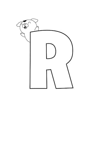 Printable bubble letters cat and dog letter r