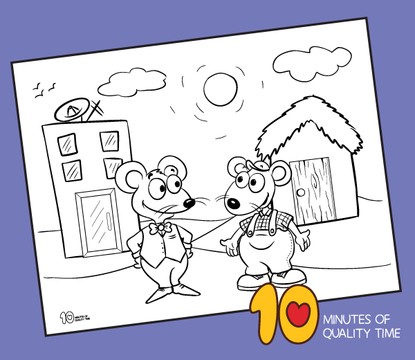 The town mouse and the country mouse coloring page â minutes of quality time