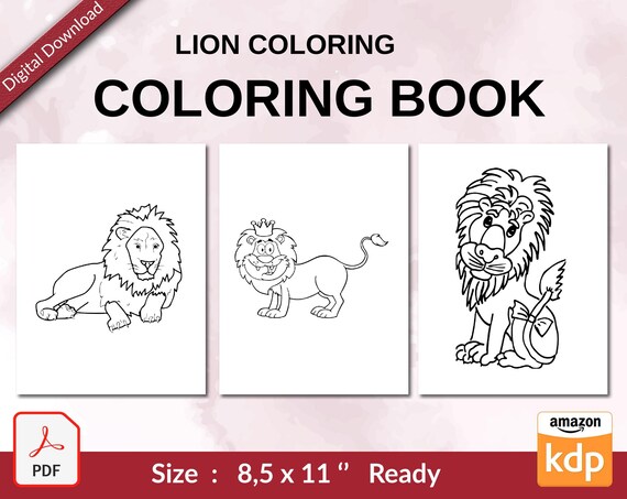 Cute lion coloring book for kids x printable pdf file